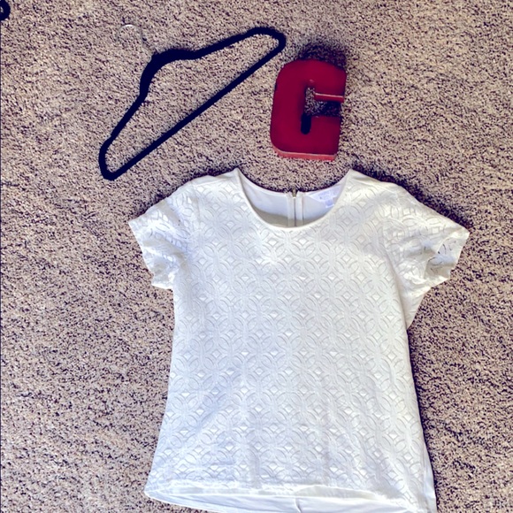 White lace detail short sleeved blouse - Picture 1 of 5